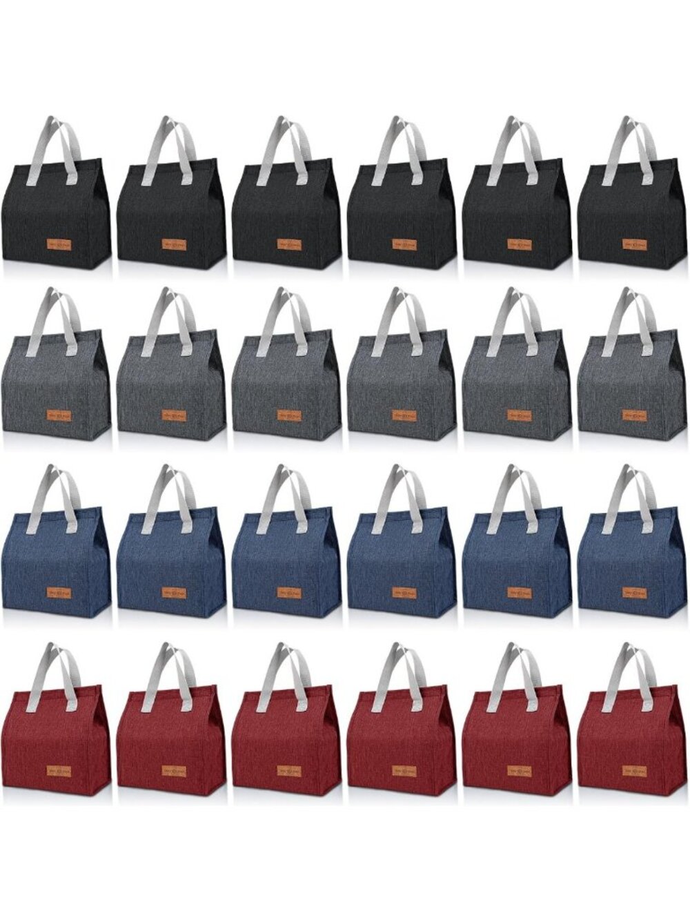 24 Pack Insulated Reusable Lunch Bags - Leakproof Tote for Work, Beach, Travel